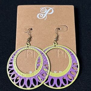 Elegant Purple and Gold Earrings